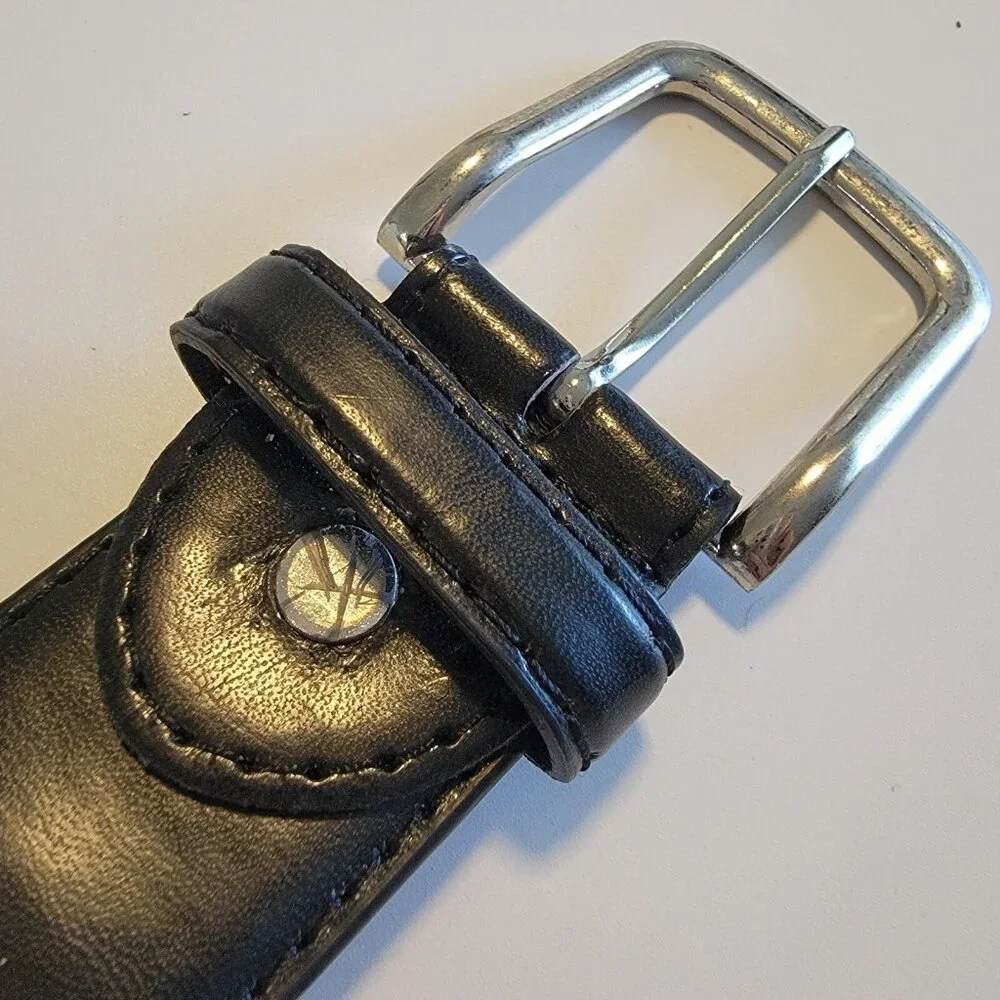 Men's Genuine Leather Belt Solid Black Belt Men‎ Zipper Pocket Underside 44